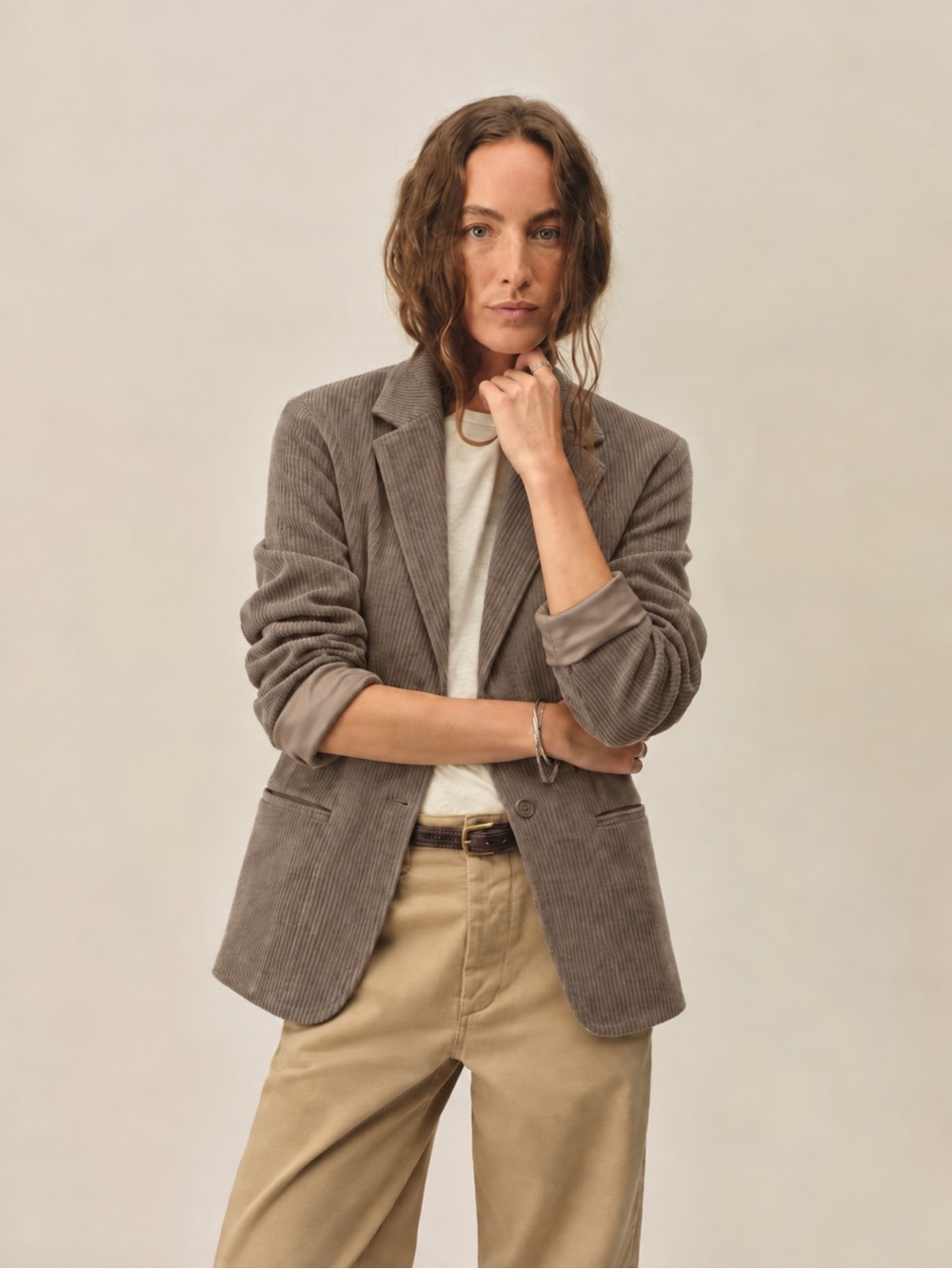 Donni cord blazer in mushroom (tan) NWOT SZ L